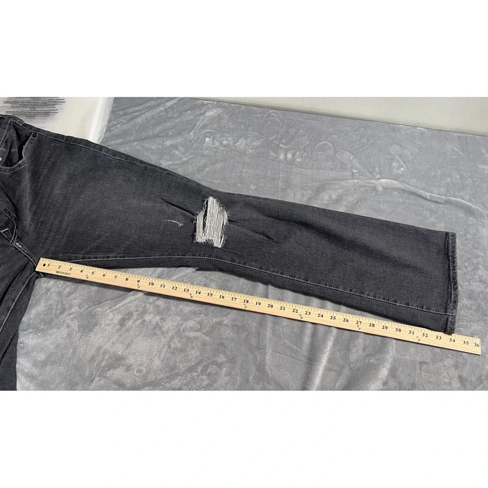 True Religion Ricky Relaxed Straight Jeans Men 38x34 Gray Distressed Flap Pocket